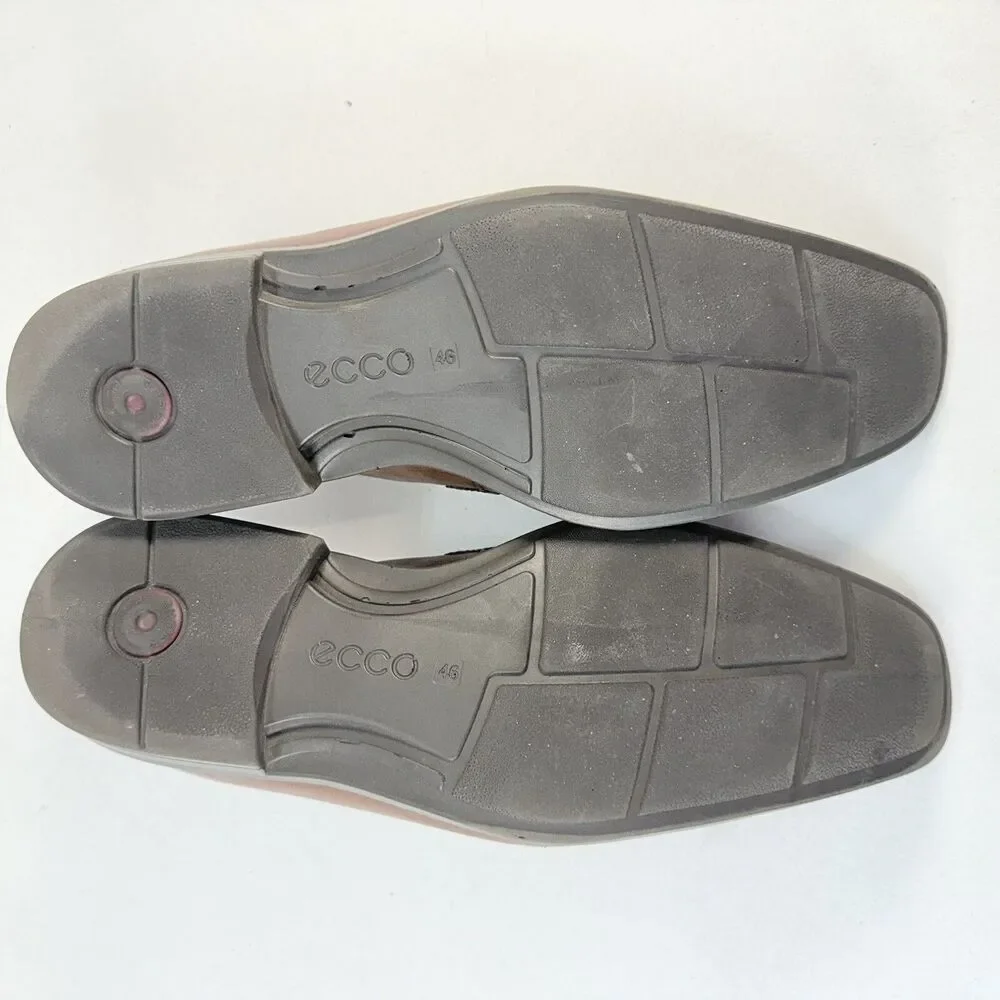 Ecco Men's Edinburgh Brown Leather Bicycle Toe Buckle Loafers EU 46 US 13